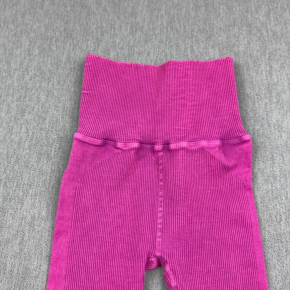 Free People FP Movement Leggings Womens XS Pink Ribbed Seamless High Rise Gym‎